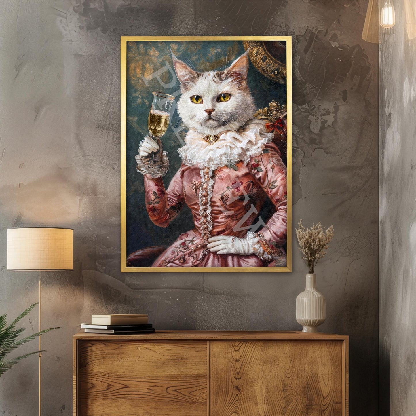 Cat_Champagne_Gold_Frame_-_Vintage_Panda_Designs
