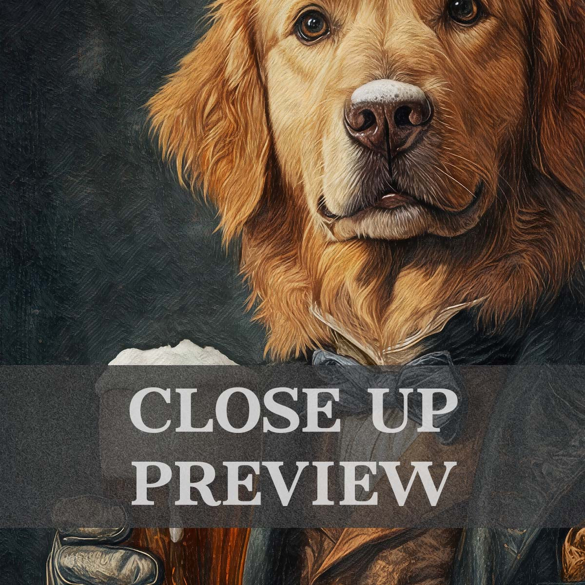 Golden Retriever Dog with Beer Print Close Up - Vintage Panda Designs