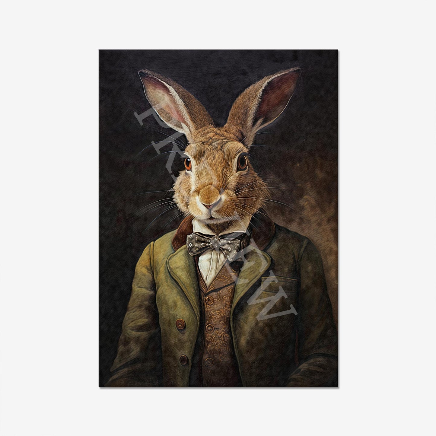 Hare Gentleman Wall Art Print by Vintage Panda Designs