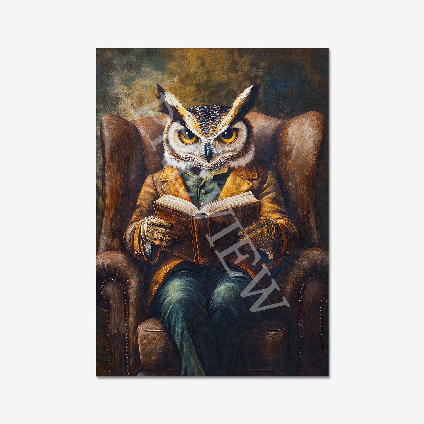 Owl_Reading_Book_Print_Only_-_Vintage_Panda_Designs