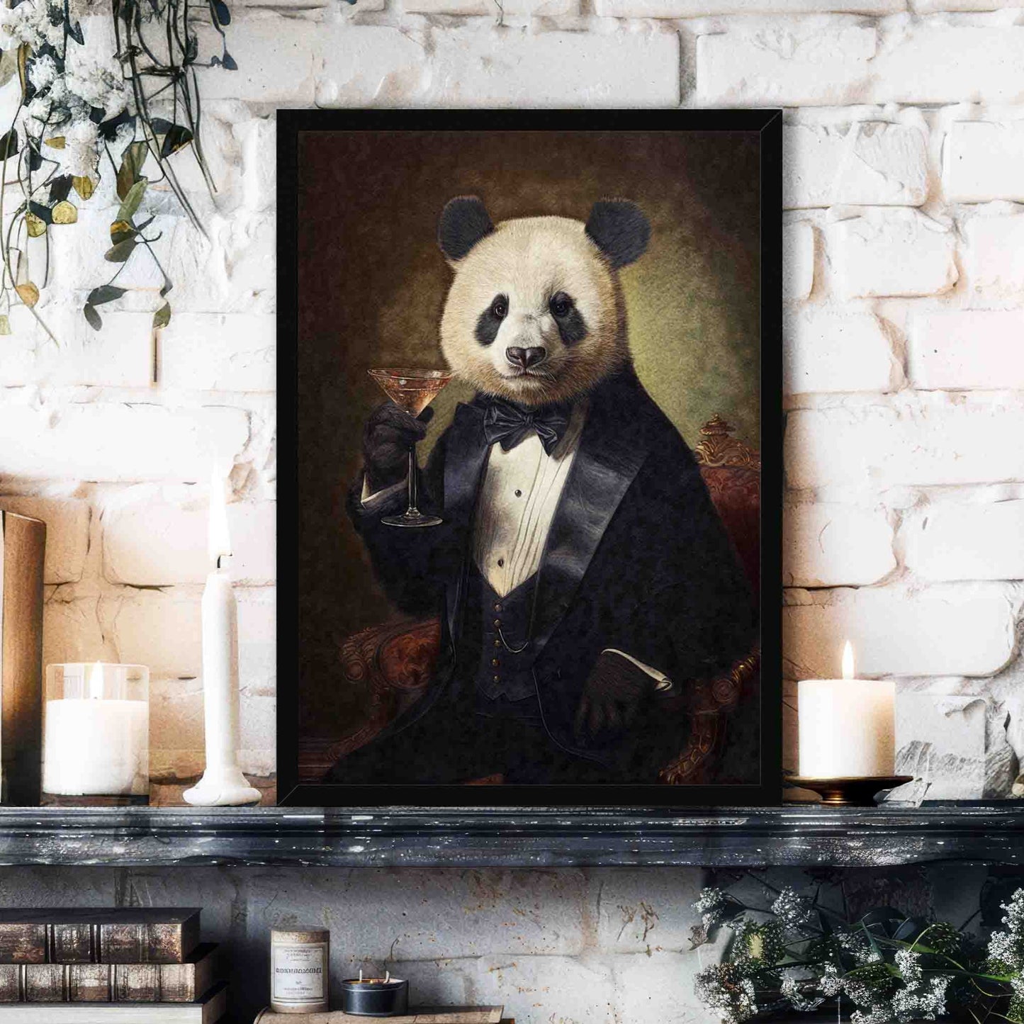 Panda_with_Cocktail_Featured_Image_Black_Frame_-_Vintage_Panda_Designs