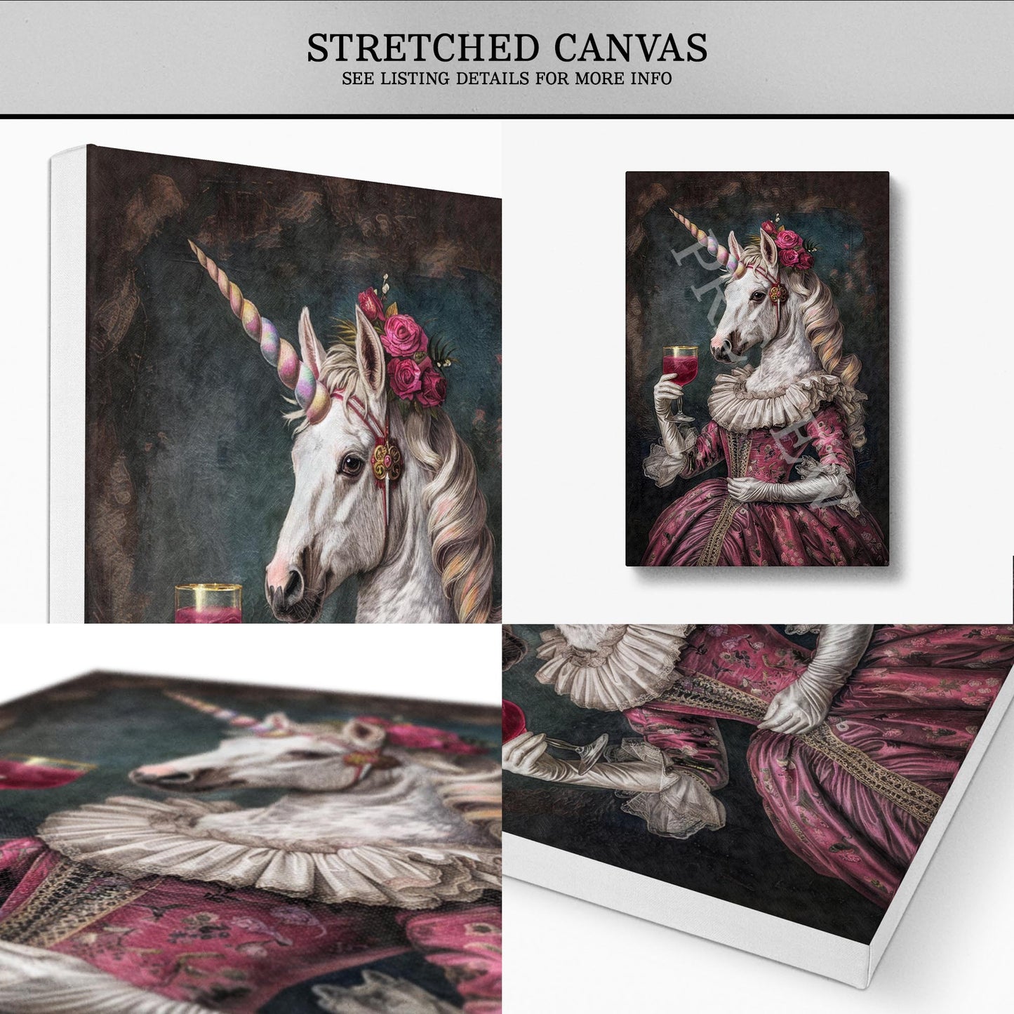 Unicorn Drinking Pink Cocktail Wall Art Print
