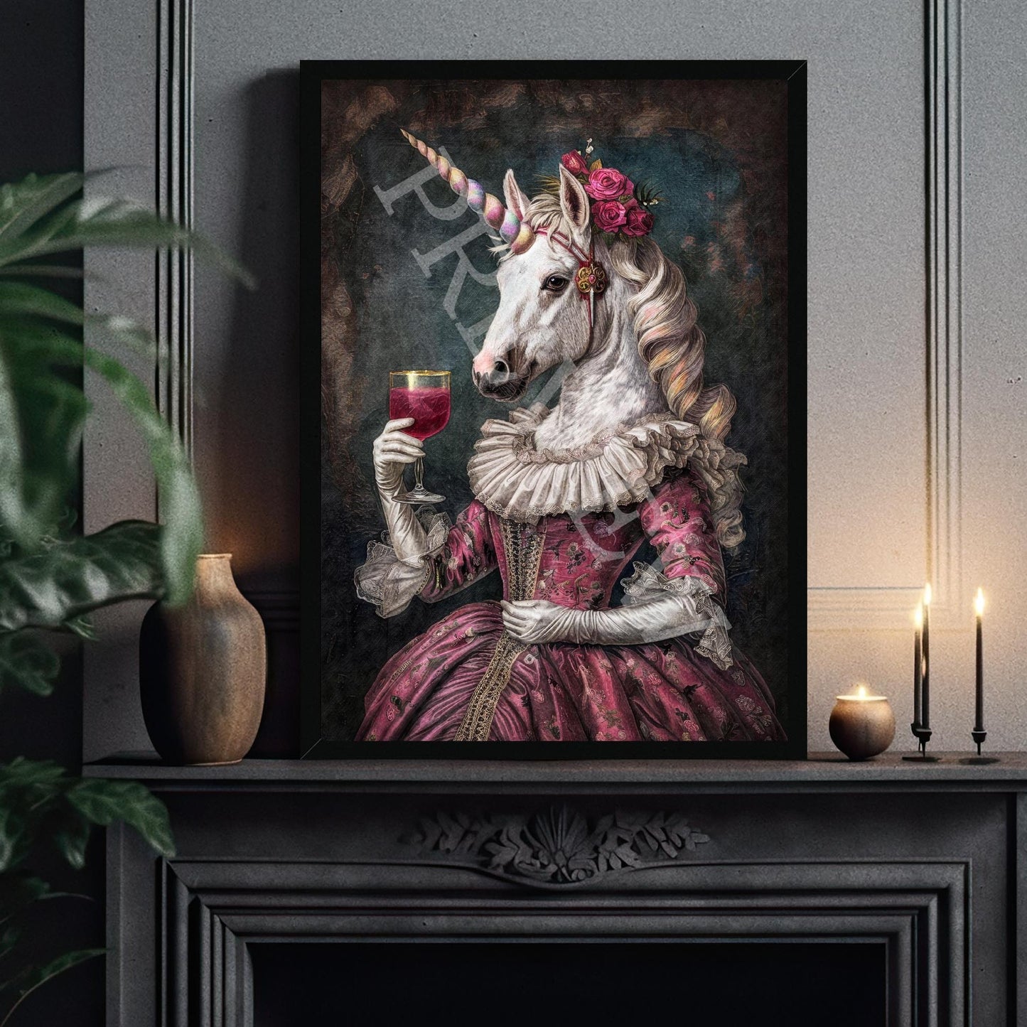 Unicorn_Cocktail_Black_Frame_-_Vintage_Panda_Designs