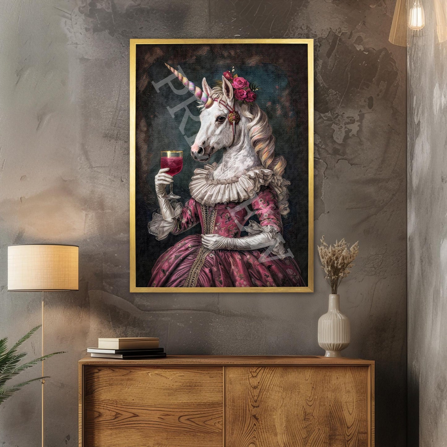 Unicorn_Cocktail_Gold_Frame_-_Vintage_Panda_Designs