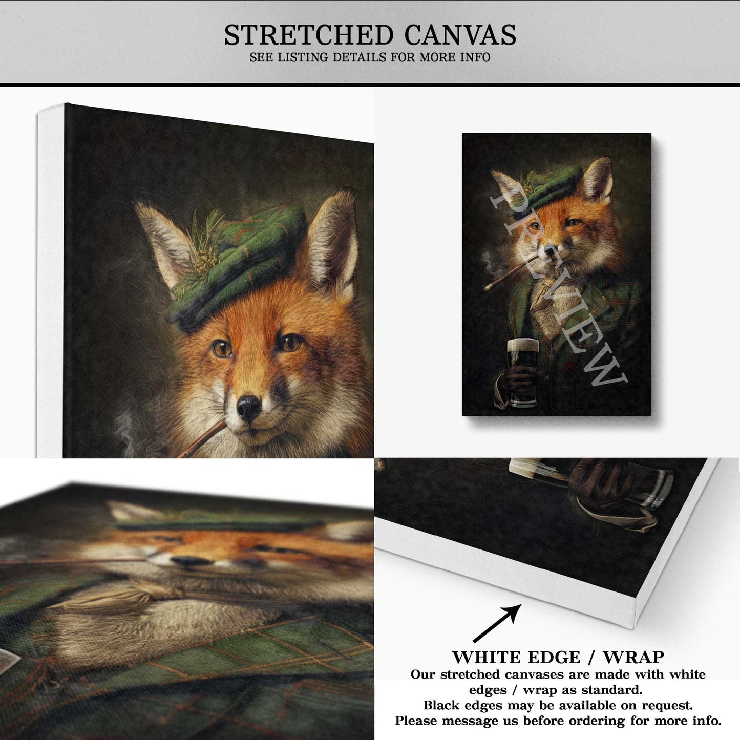 Vintage Red Irish Fox Gentleman Drinking Stout Pint - Vintage Panda Designs
