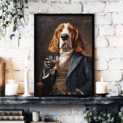 Basset_Hound_Dog_with_Whisky_Featured_by_Vintage_Panda_Designs