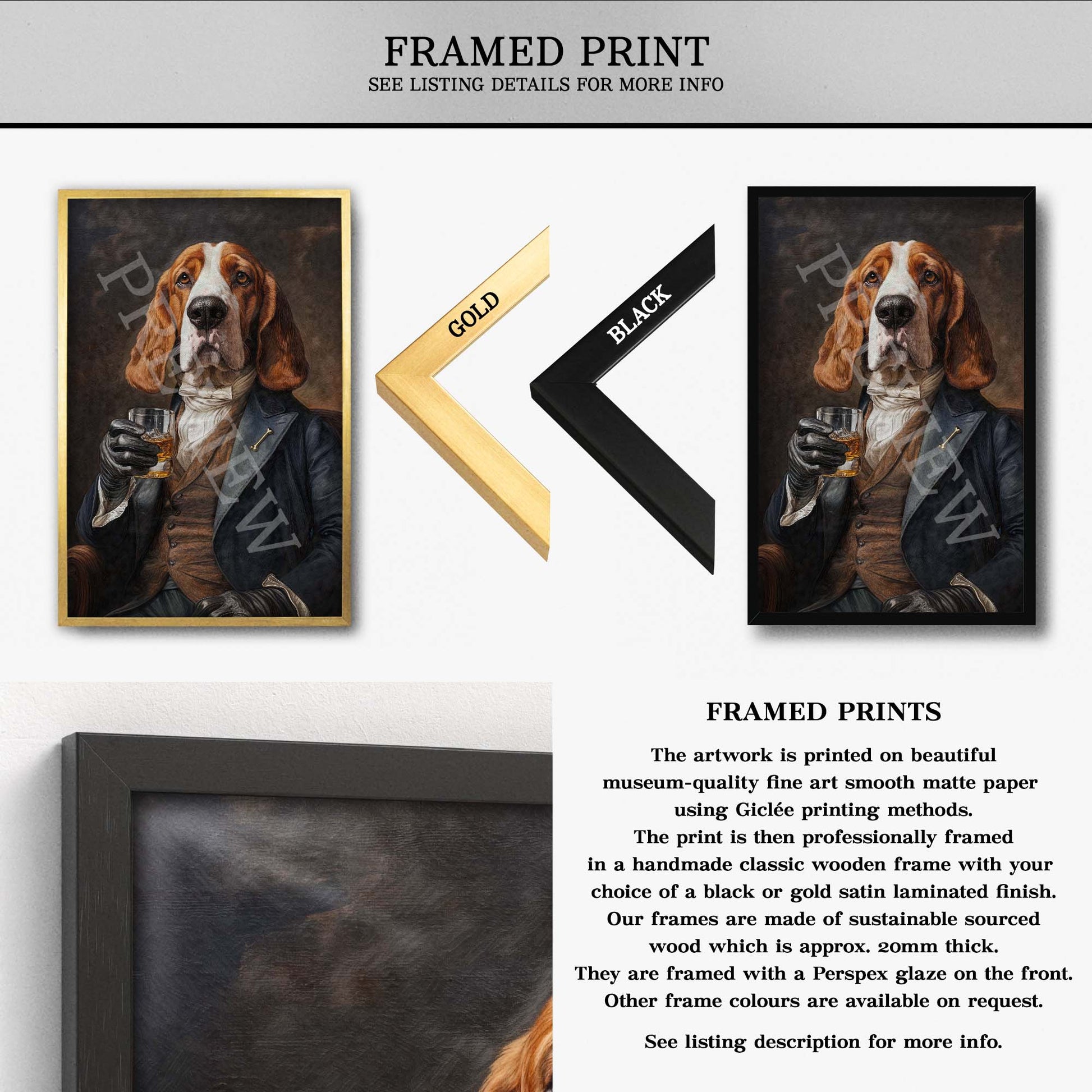 Basset_Hound_Dog_with_Whisky_Framed_Print_by_Vintage_Panda_Designs