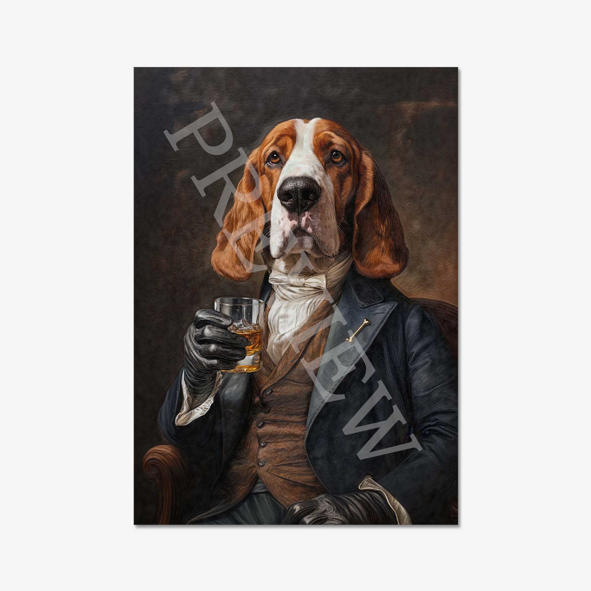 Basset_Hound_Dog_with_Whisky_Print_Only_by_Vintage_Panda_Designs