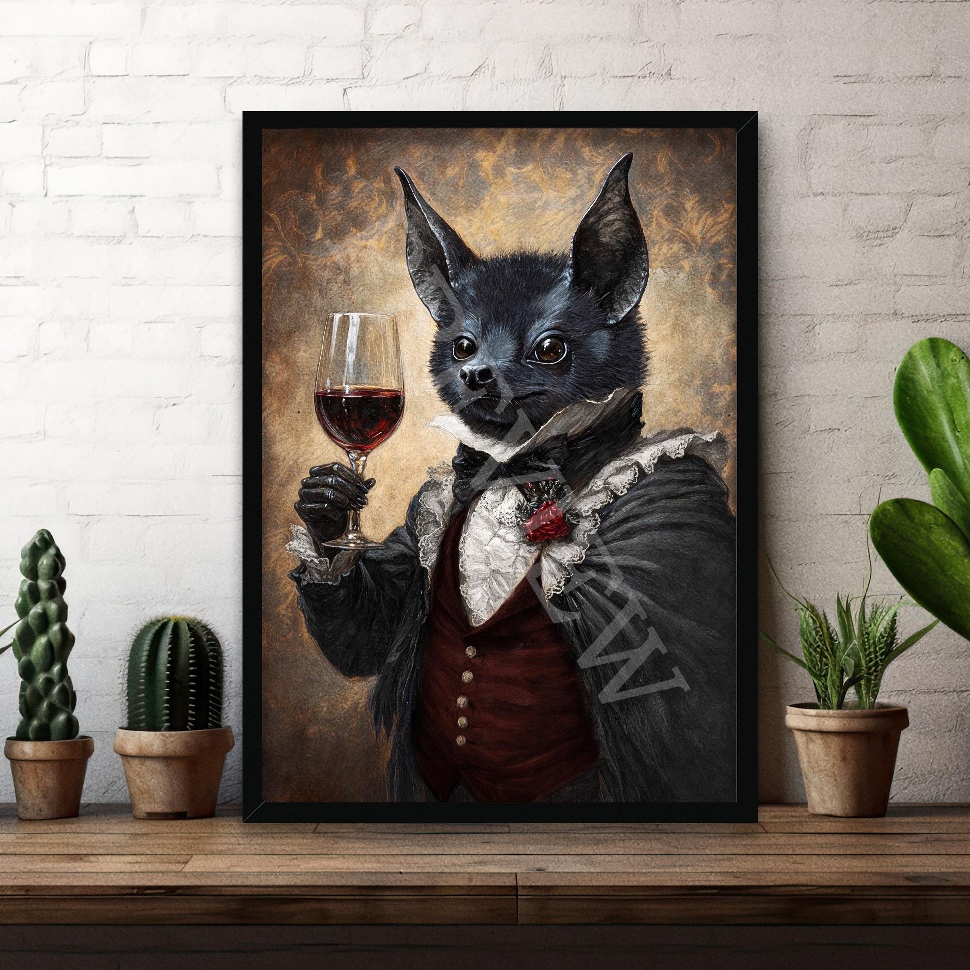 Bat_Gentleman_Red_Wine_Black_Frame_-_Vintage_Panda_Designs