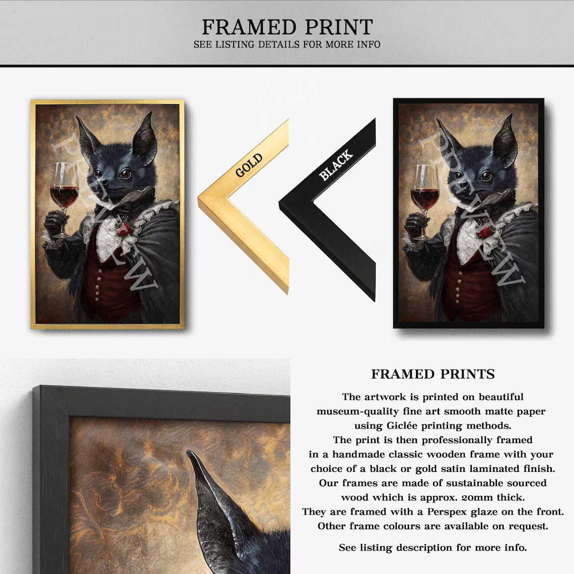 Bat Gentleman Red Wine Framed Print by Vintage Panda Designs