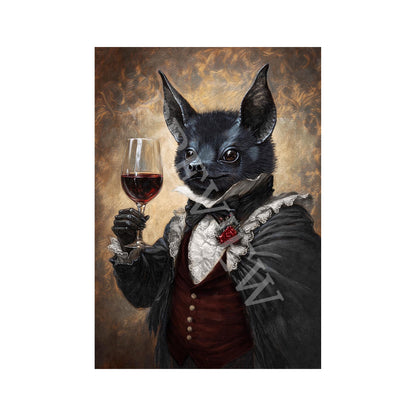 Bat Gentleman Red Wine Print by Vintage Panda Designs