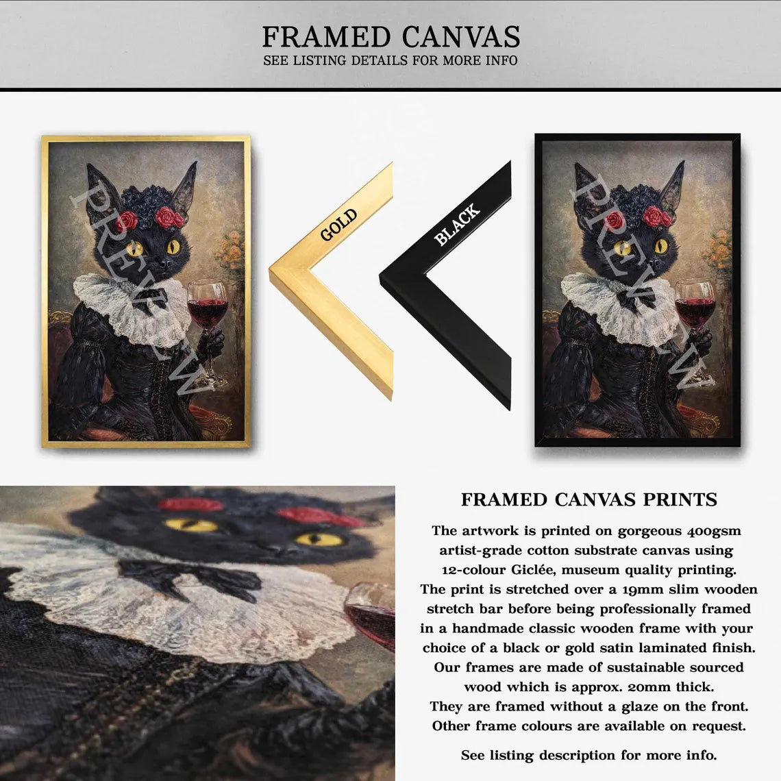 Bat_Lady_Drinking_Red_Wine_Framed_Canvas_by_Vintage_Panda_Designs