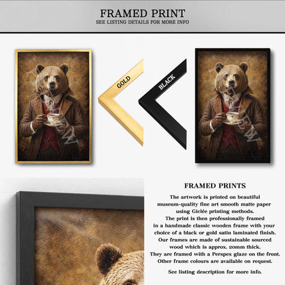 Bear_Drinking_Tea_Framed_Print_by_Vintage_Panda_Designs