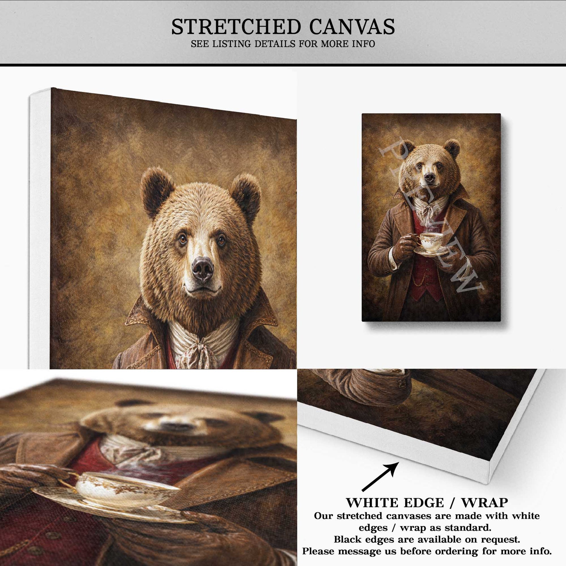 Bear_Drinking_Tea_Stretched_Canvas_by_Vintage_Panda_Designs