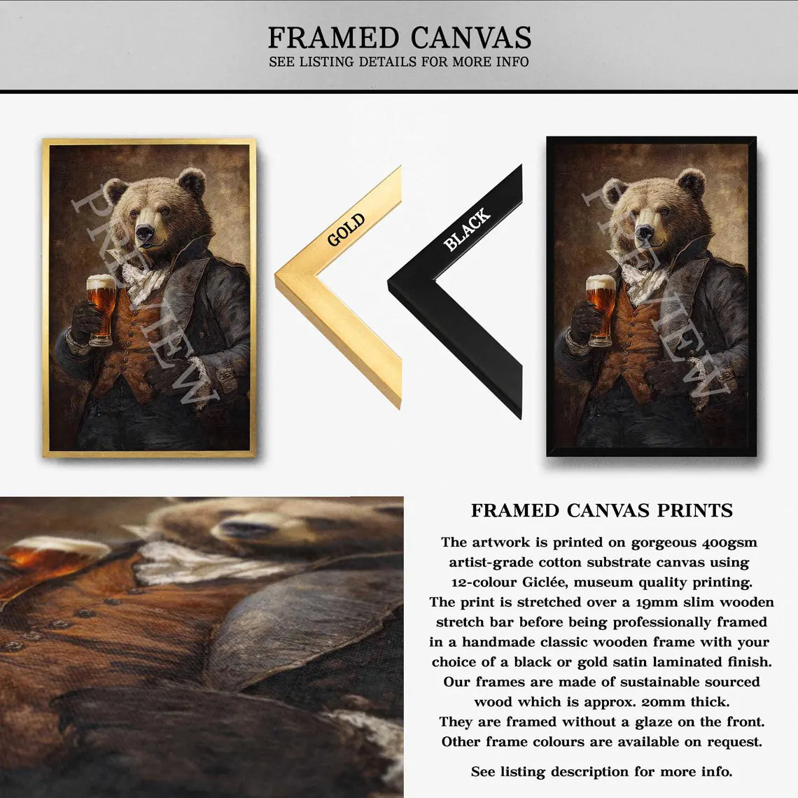 Bear Drinking Beer Wall Art Print