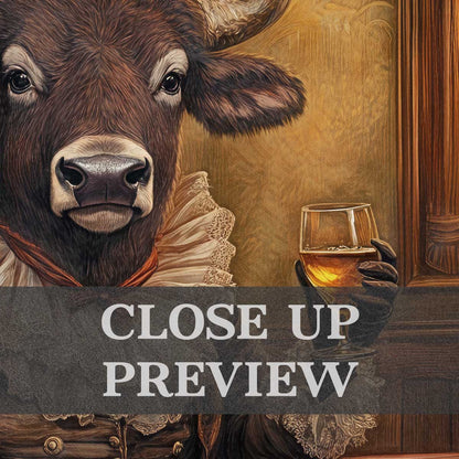 Bison Lady Drinking Bourbon Print Close Up - Vintage Panda
