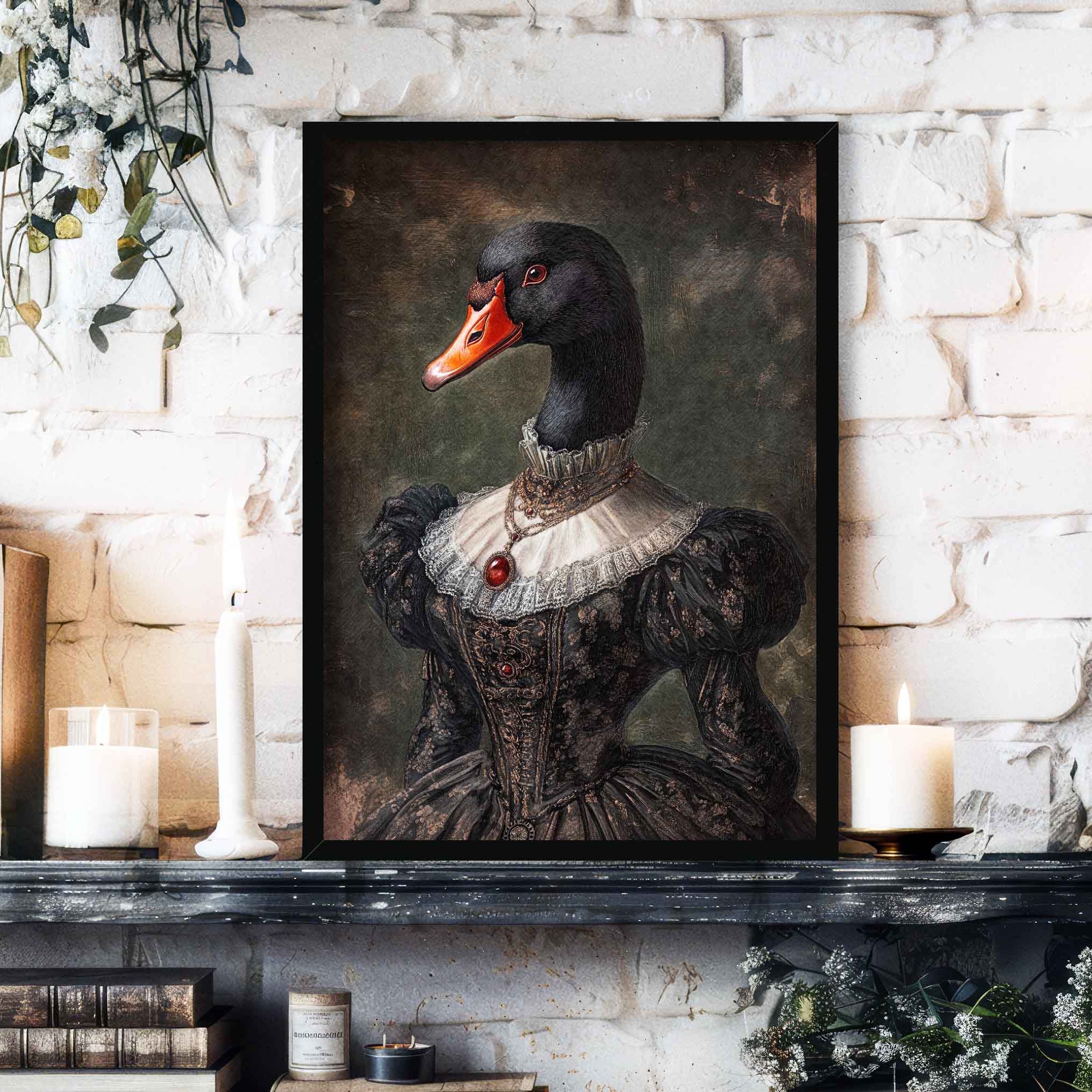 Black Swan Lady Wall Art Print – Vintage Panda