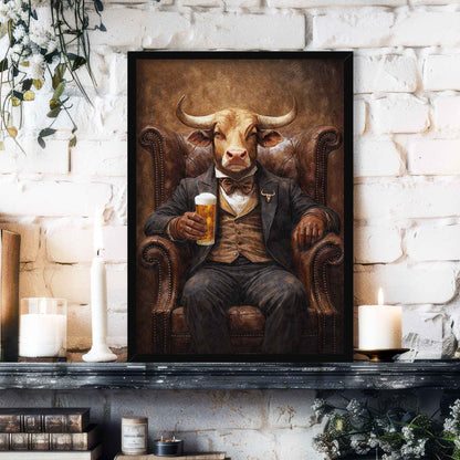 Bull_Drinking_Beer_Featured_by_Vintage_Panda_Designs