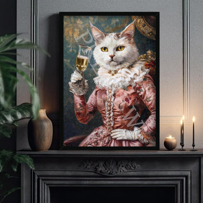 Cat_Champagne_Black_Frame_-_Vintage_Panda_Designs