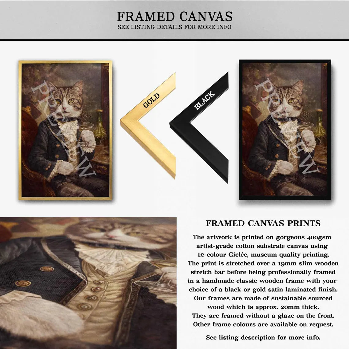 Cat_with_Cocktail_Framed_Canvas_by_Vintage_Panda_Designs