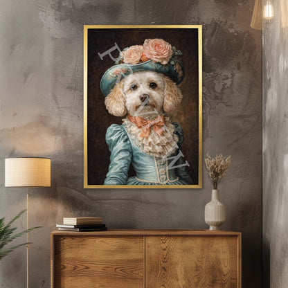 Cavapoo_Lady_Portrait_Gold_Frame_by_Vintage_Panda_Designs