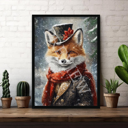 Christmas_Winter_Fox_Black_Frame_-_Vintage_Panda_Designs