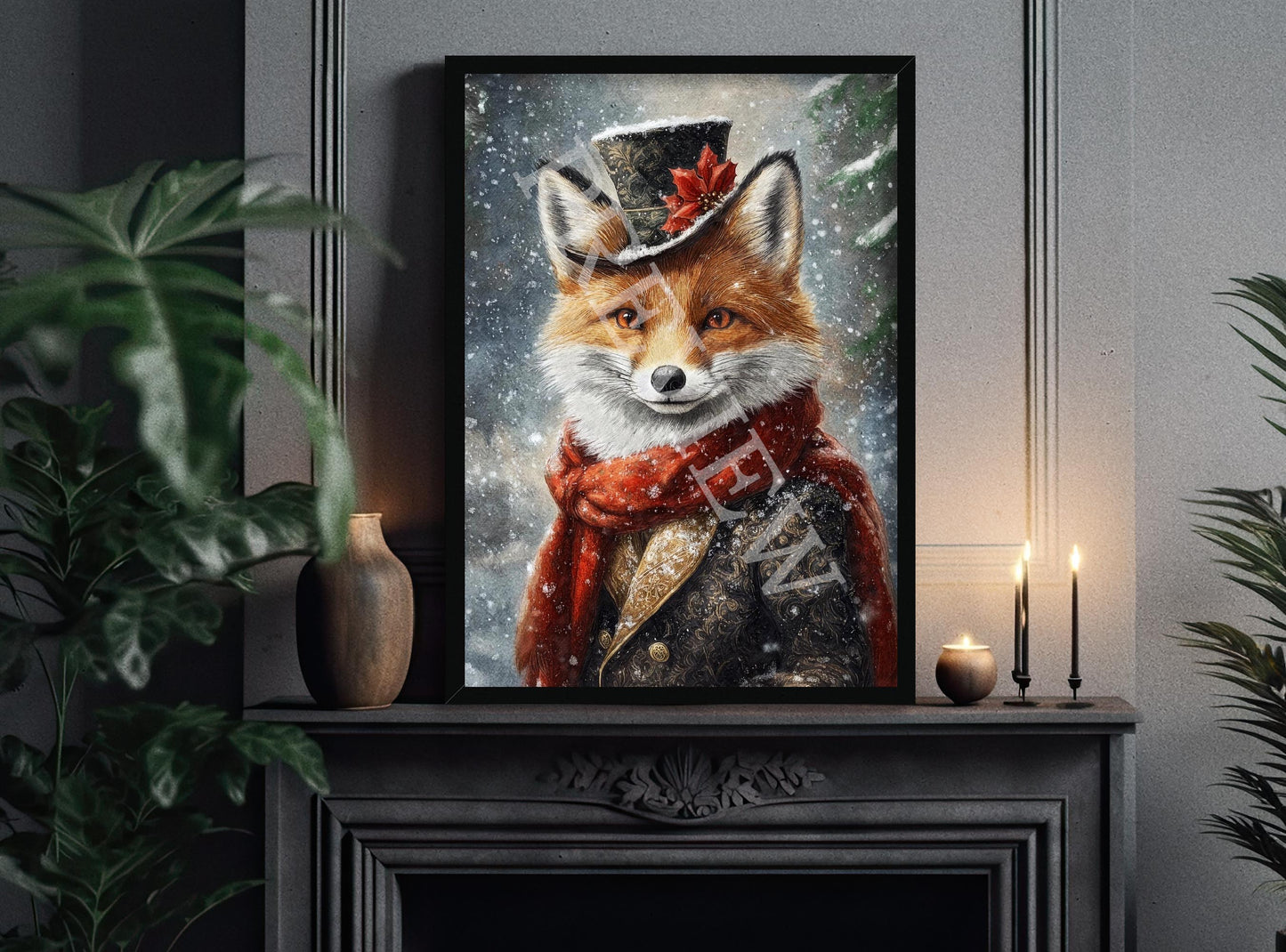 Christmas_Winter_Fox_Black_Frame_1_-_Vintage_Panda_Designs