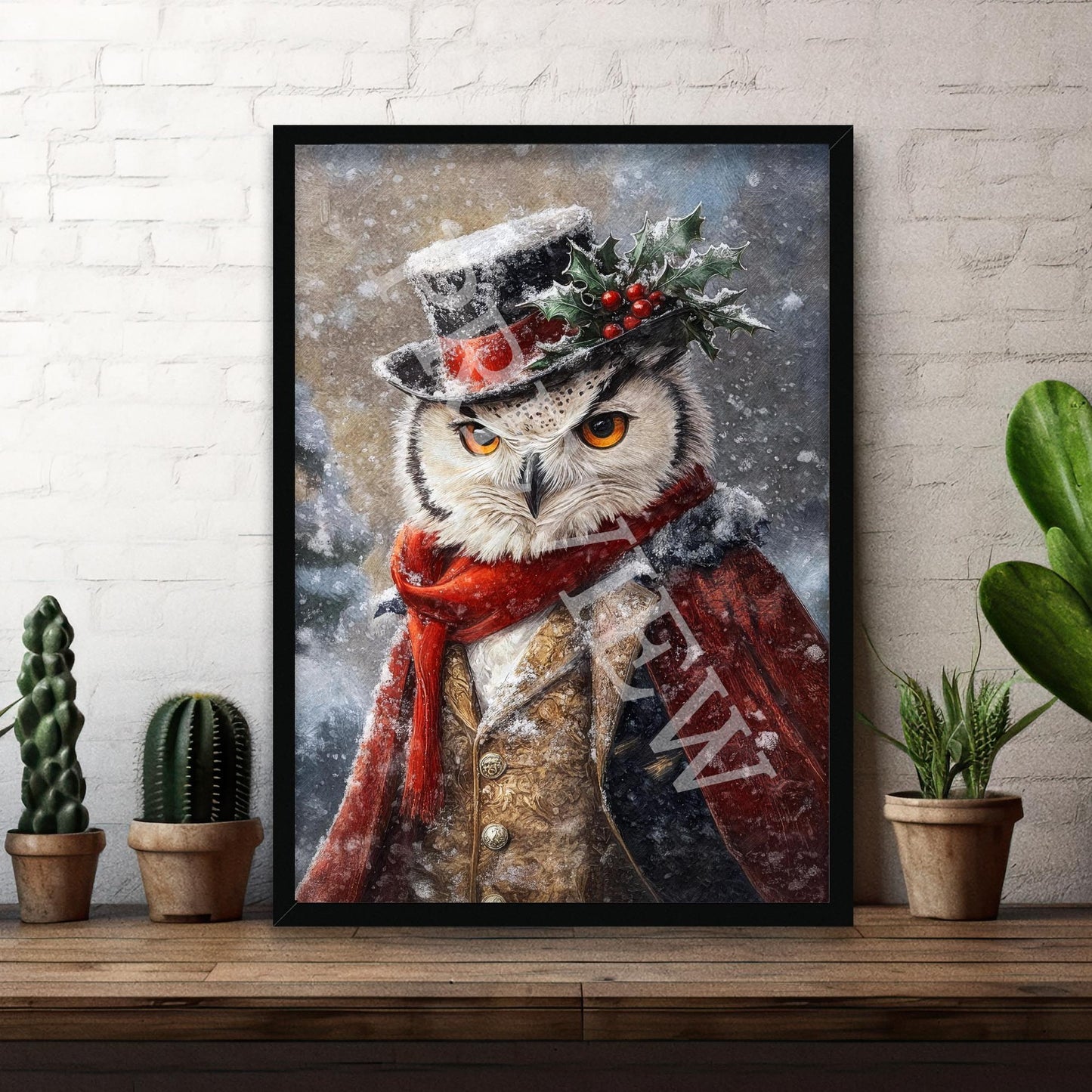 Christmas_Winter_Owl_Black_Frame_-_Vintage_Panda_Designs