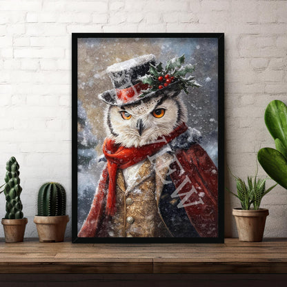 Christmas_Winter_Owl_Black_Frame_-_Vintage_Panda_Designs