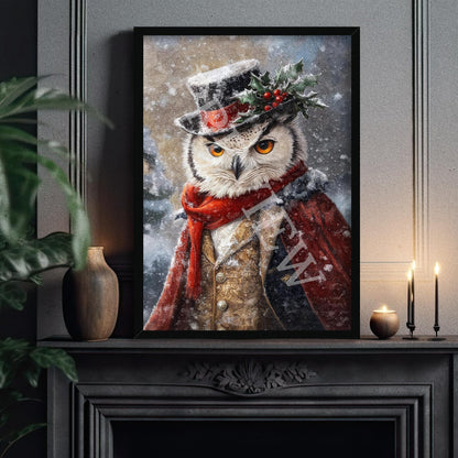 Christmas_Winter_Owl_Black_Frame_1_-_Vintage_Panda_Designs