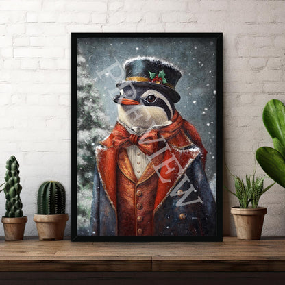 Christmas_Winter_Penguin_Black_Frame_-_Vintage_Panda_Designs