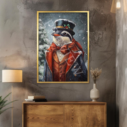 Christmas_Winter_Penguin_Gold_Frame_-_Vintage_Panda_Designs