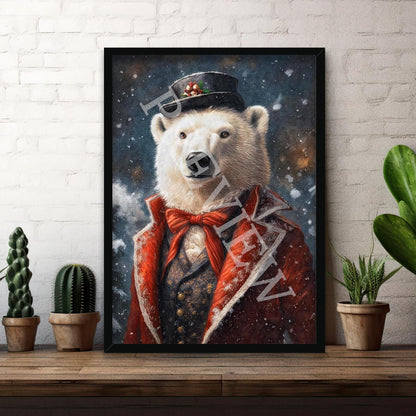 Christmas_Winter_Polar_Bear_Black_Frame_-_Vintage_Panda_Designs