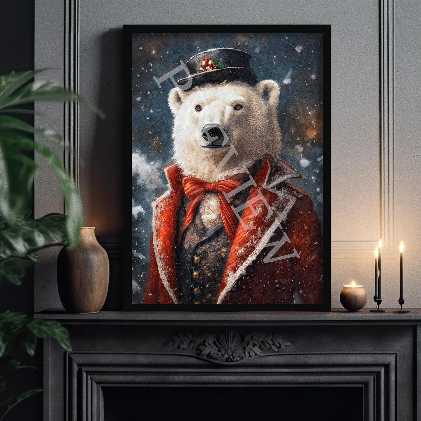 Christmas_Winter_Polar_Bear_Black_Frame_1_-_Vintage_Panda_Designs