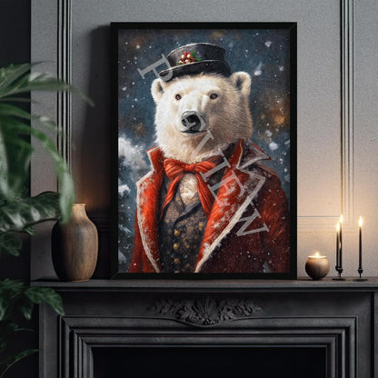 Christmas_Winter_Polar_Bear_Black_Frame_1_-_Vintage_Panda_Designs