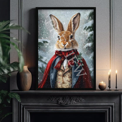 Christmas_Winter_Rabbit_Hare_Black_Frame_1_-_Vintage_Panda_Designs