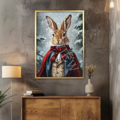 Christmas_Winter_Rabbit_Hare_Gold_Frame_-_Vintage_Panda_Designs