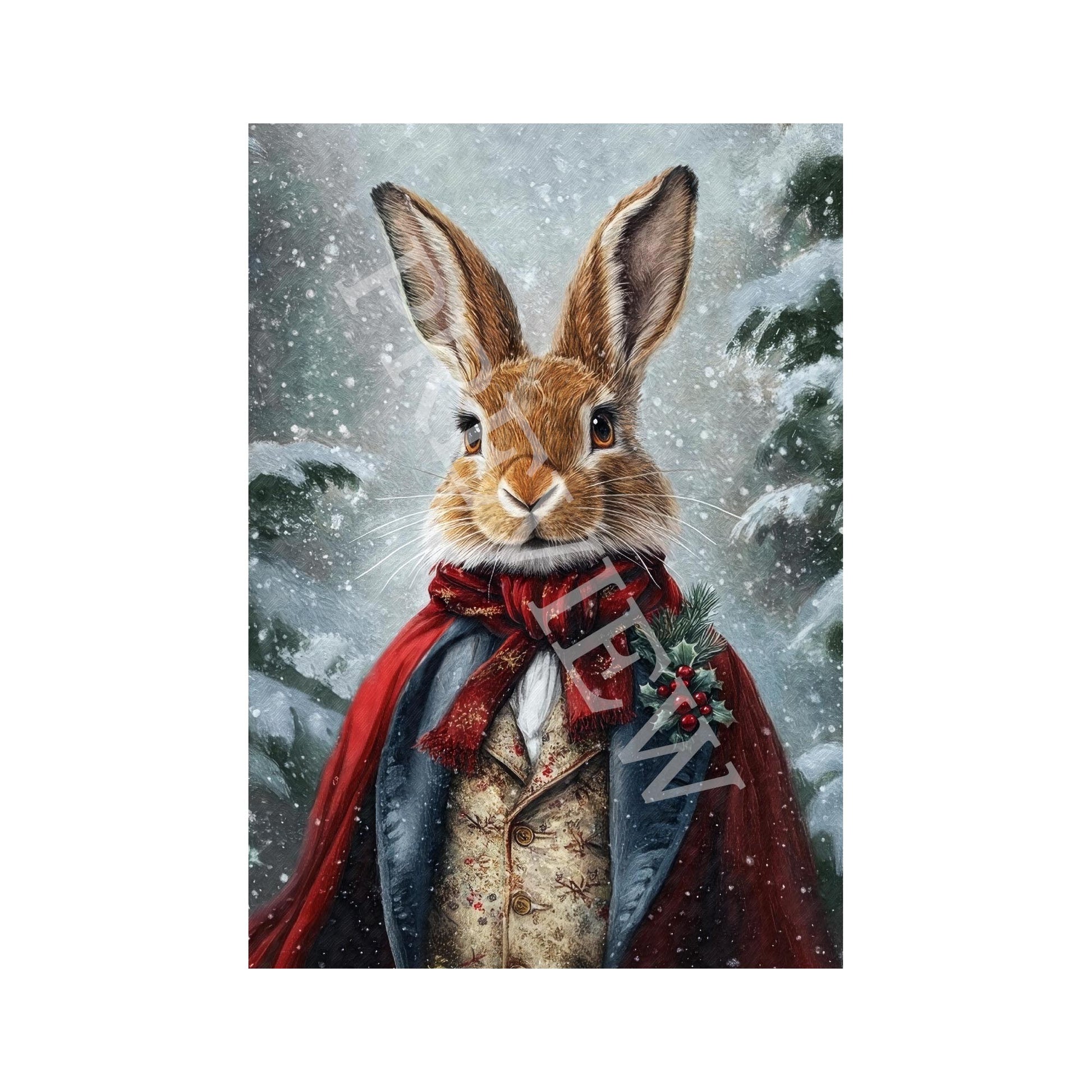Christmas_Winter_Rabbit_Hare_Print_-_Vintage_Panda_Designs