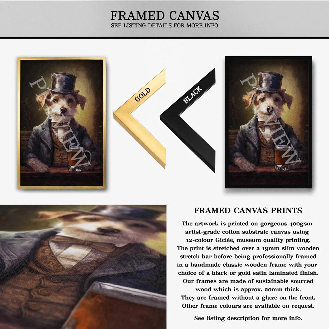 Dog_Drinking_Pint_of_Beer_Framed_Canvas_by_Vintage_Panda_Designs