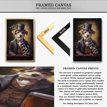 Dog_Drinking_Pint_of_Beer_Framed_Canvas_by_Vintage_Panda_Designs