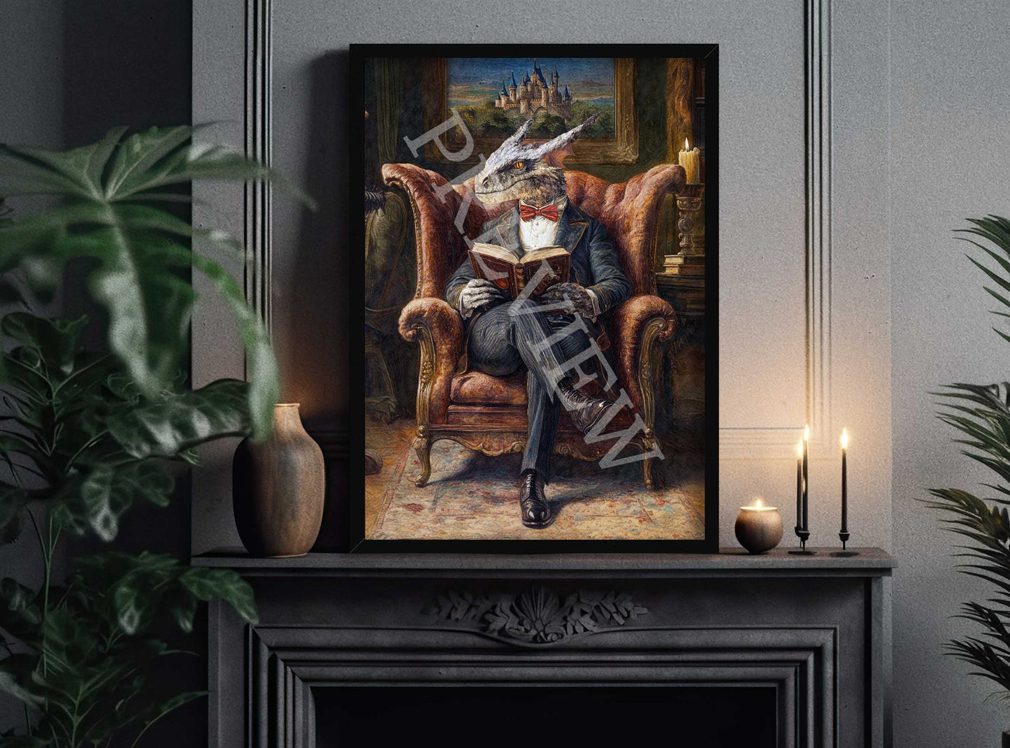 Dragon_Reading_Black_Frame_-_Vintage_Panda_Designs