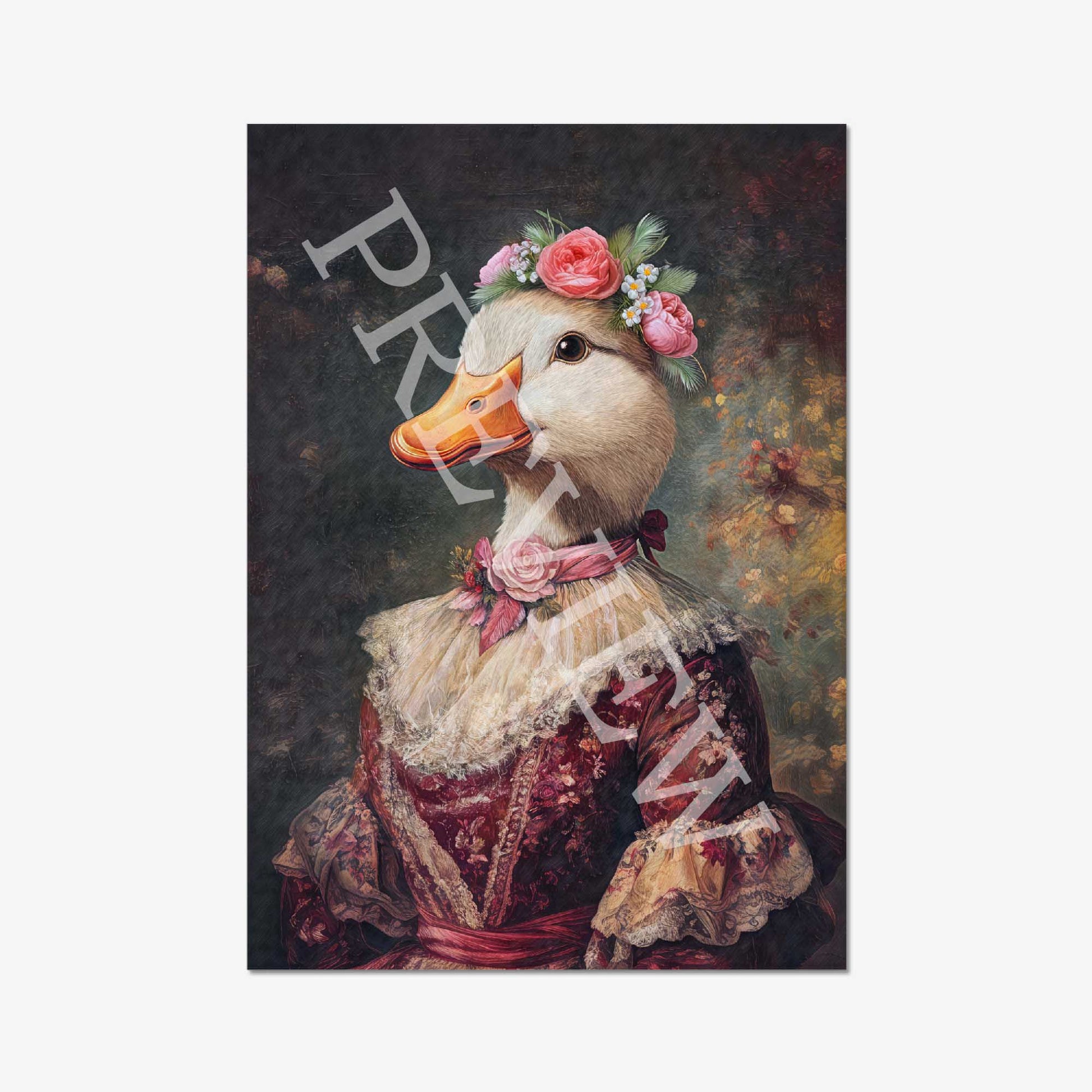 Duck Lady Wall Art Print by Vintage Panda Designs
