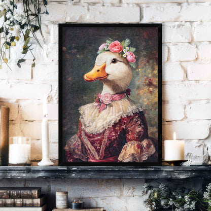 Duck Lady Wall Art Print in Black Frame by Vintage Panda Designs