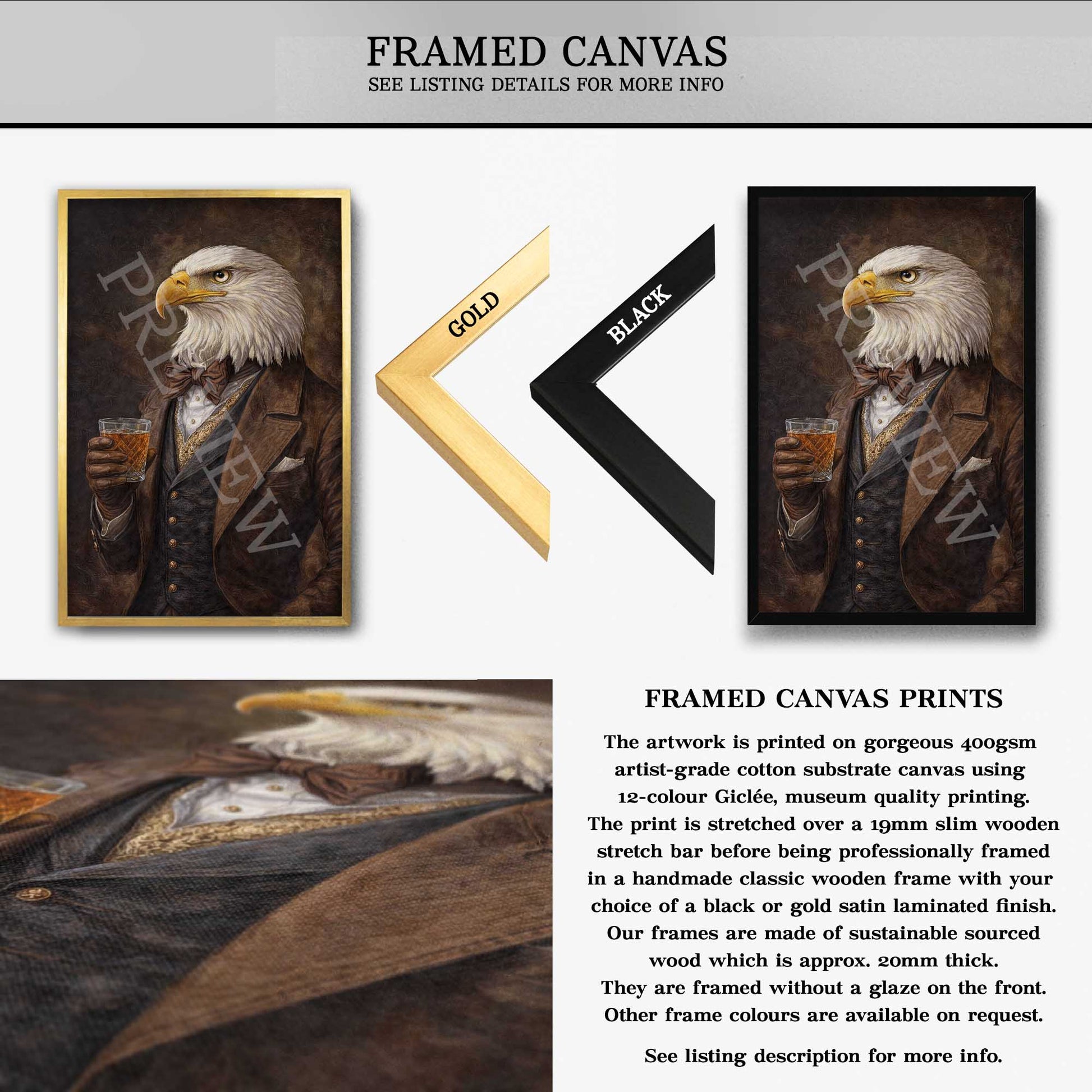 Eagle_Drinking_Bourbon_Framed_Canvas_Preview_by_Vintage_Panda_Designs