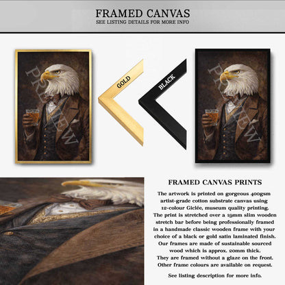 Eagle_Drinking_Bourbon_Framed_Canvas_Preview_by_Vintage_Panda_Designs