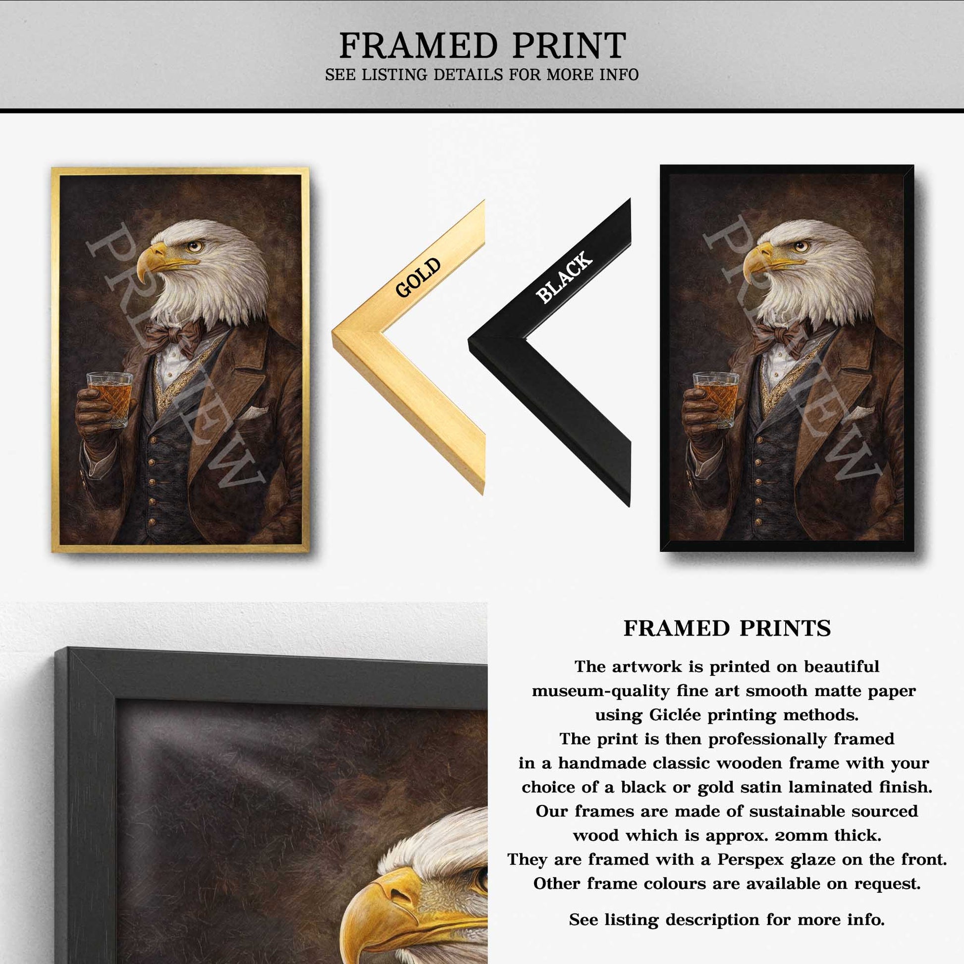 Eagle_Drinking_Bourbon_Framed_Print_Preview_by_Vintage_Panda_Designs