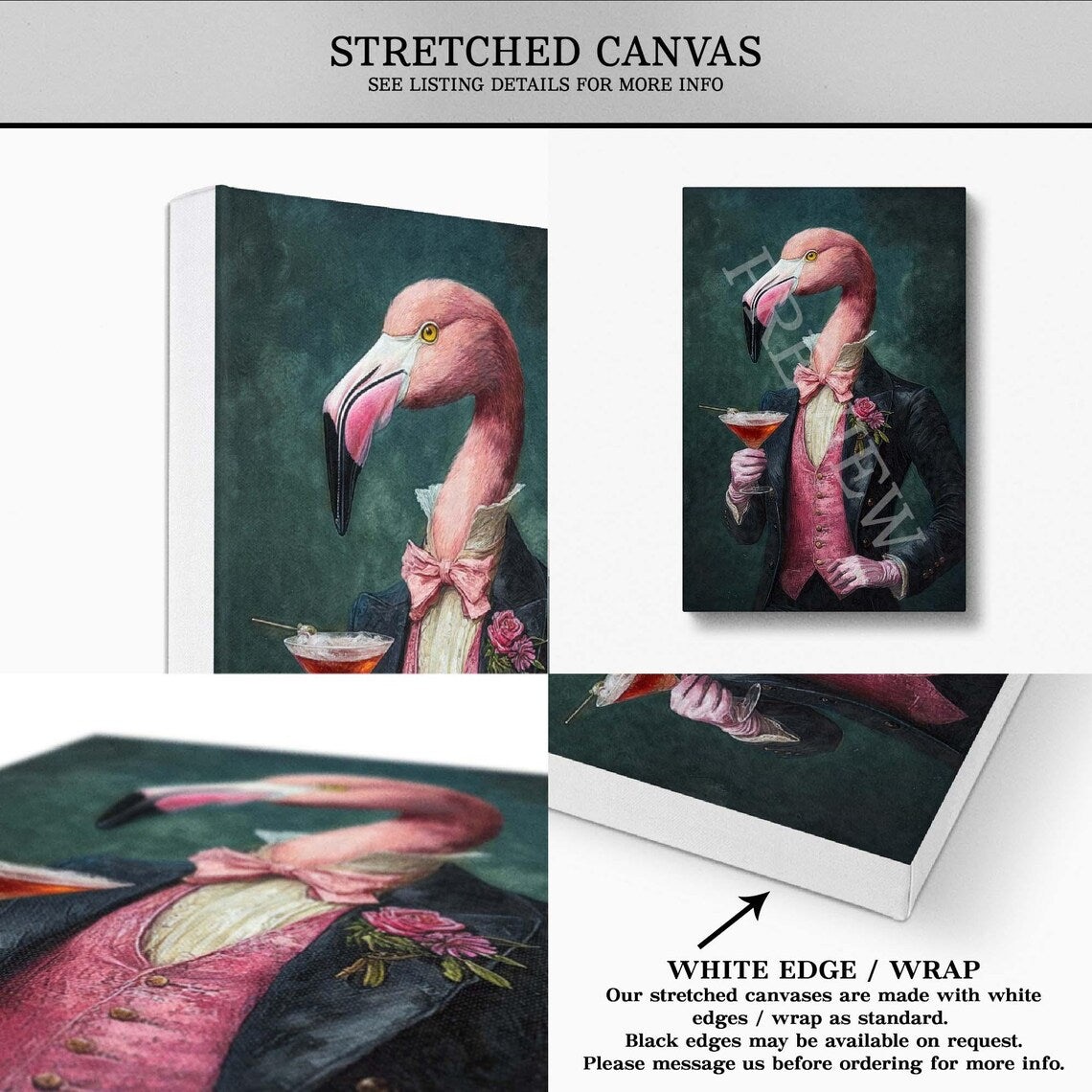 Flamingo_Drinking_Cocktail_Stretched_Canvas_by_Vintage_Panda_Designs