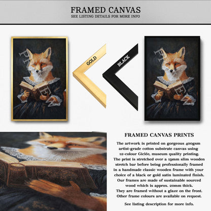 Fox_Reading_Book_Framed_Canvas_-_Vintage_Panda_Designs