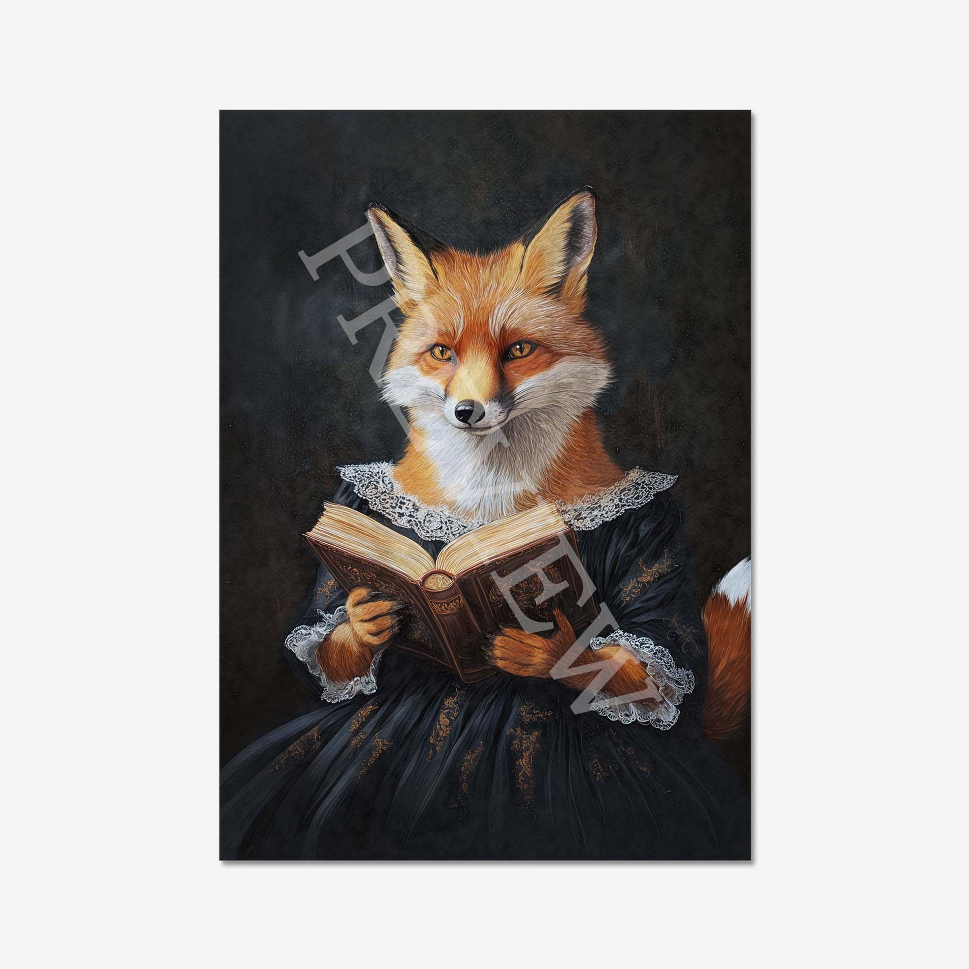 Fox_Reading_Book_Print_Only_-_Vintage_Panda_Designs