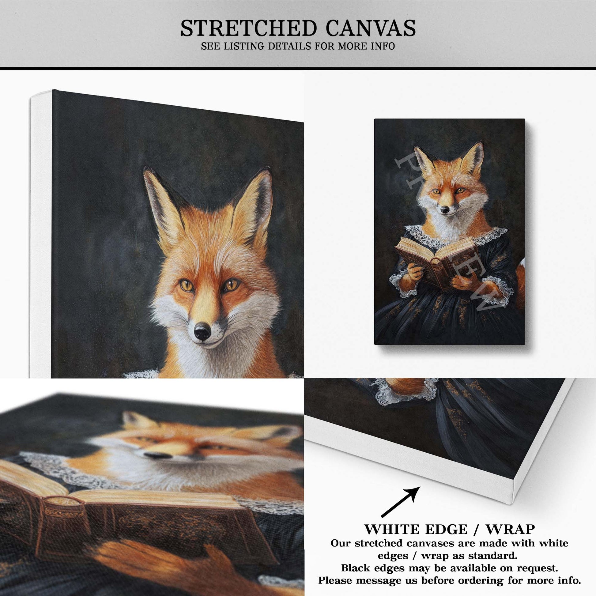 Fox_Reading_Book_Stretched_Canvas_-_Vintage_Panda_Designs
